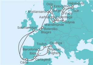 Itinerário do Cruzeiro De Southampton (Londres) a Copenhaga - Princess Cruises