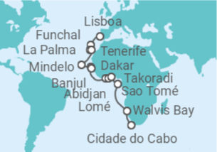 Itinerário do Cruzeiro De Lisboa a Cidade do Cabo - Regent Seven Seas