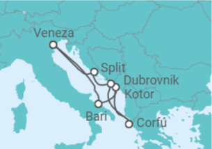 Itinerário do Cruzeiro Itália, Montenegro, Grécia, Croácia TI - Costa Cruzeiros