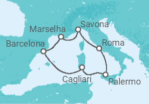 Itinerário do Cruzeiro Itália, França TI - Costa Cruzeiros