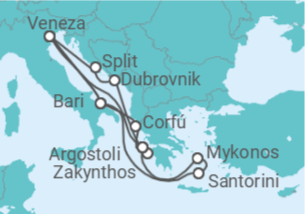 Itinerário do Cruzeiro Itália, Grécia, Croácia TI - Costa Cruzeiros