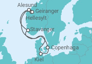 Itinerário do Cruzeiro Dinamarca, Noruega TI - Costa Cruzeiros