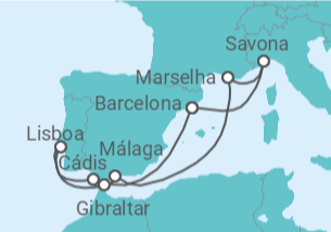 Itinerário do Cruzeiro Gibraltar, Portugal, Espanha, França, Itália TI - Costa Cruzeiros