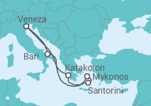 Itinerário do Cruzeiro Grécia, Itália TI - Costa Cruzeiros