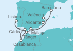 Itinerário do Cruzeiro Espanha, Portugal, Marrocos TI - Costa Cruzeiros