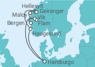 Itinerário do Cruzeiro Noruega TI - Costa Cruzeiros