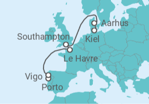 Itinerário do Cruzeiro Espanha, França, Reino Unido, Dinamarca TI - Costa Cruzeiros