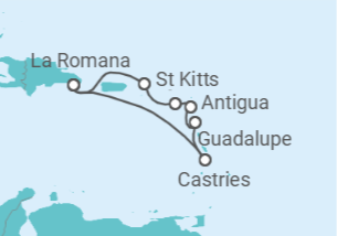 Itinerário do Cruzeiro Santa Lúcia, Guadalupe, Antígua E Barbuda, São Cristóvão E Neves, Ilhas Virgens Britânicas TI - Costa Cruzeiros