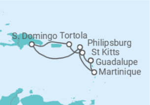Itinerário do Cruzeiro São Cristóvão E Neves, Ilhas Virgens Britânicas, República Dominicana, Sint Maarten, Martinique TI - Costa Cruzeiros