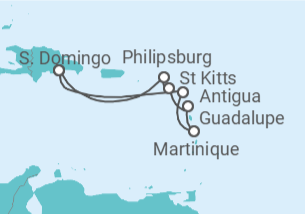 Itinerário do Cruzeiro São Cristóvão E Neves, Sint Maarten, República Dominicana, Antígua E Barbuda, Martinique TI - Costa Cruzeiros