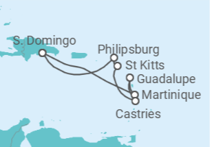Itinerário do Cruzeiro Martinique, Guadalupe, Santa Lúcia, São Cristóvão E Neves, Sint Maarten TI - Costa Cruzeiros
