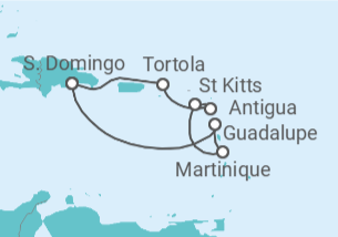 Itinerário do Cruzeiro Guadalupe, Martinique, São Cristóvão E Neves, Antígua E Barbuda, Ilhas Virgens Britânicas TI - Costa Cruzeiros