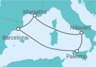 Itinerário do Cruzeiro França, Itália - Carnival Cruise Line