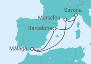 Itinerário do Cruzeiro França, Itália, Espanha TI - Costa Cruzeiros