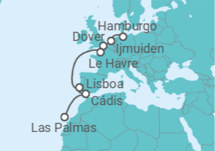 Itinerário do Cruzeiro Holanda, Reino Unido, França, Portugal, Espanha - Costa Cruzeiros