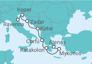 Itinerário do Cruzeiro Grécia, Montenegro, Eslovénia - NCL Norwegian Cruise Line