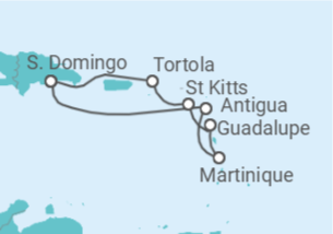 Itinerário do Cruzeiro São Cristóvão E Neves, Ilhas Virgens Britânicas, República Dominicana, Antígua E Barbuda, Mart... TI - Costa Cruzeiros