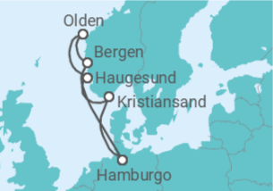 Itinerário do Cruzeiro Noruega, Alemanha - AIDA