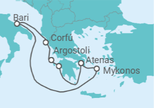 Itinerário do Cruzeiro Horizonte Grego 2027 - MSC Cruzeiros