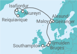 Itinerário do Cruzeiro Bélgica, Holanda, Noruega, Islândia - NCL Norwegian Cruise Line