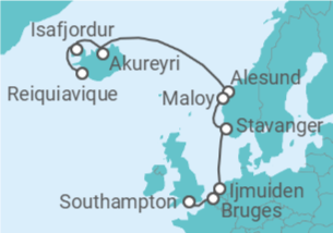 Itinerário do Cruzeiro Islândia, Noruega, Holanda, Bélgica - NCL Norwegian Cruise Line