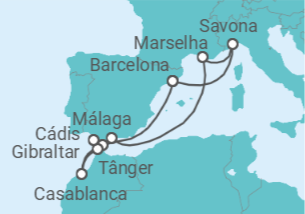 Itinerário do Cruzeiro Espanha, Gibraltar, Marrocos, França - Costa Cruzeiros