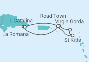 Itinerário do Cruzeiro Ilhas Virgens Britânicas, Sint Maarten, São Cristóvão E Neves - com voo - MSC Cruzeiros