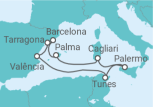 Itinerário do Cruzeiro Seguindo os passos do Mediterrâneo TI - Corazul Cruceros