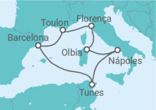 Itinerário do Cruzeiro Legado Mediterráneo TI - Corazul Cruceros