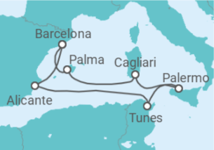 Itinerário do Cruzeiro Barcelona - Buenavista TI - Corazul Cruceros