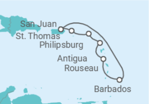 Itinerário do Cruzeiro Porto Rico, Ilhas Virgens Americanas, Sint Maarten, Antígua E Barbuda - Princess Cruises