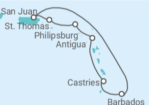 Itinerário do Cruzeiro Porto Rico, Ilhas Virgens Americanas, Sint Maarten, Antígua E Barbuda, Santa Lúcia - Princess Cruises