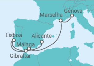 Itinerário do Cruzeiro França, Espanha, Gibraltar, Portugal - MSC Cruzeiros