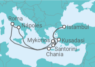 Itinerário do Cruzeiro Grécia, Turquia, Itália TI - Celebrity Cruises