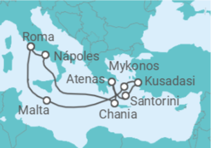 Itinerário do Cruzeiro Malta, Grécia, Turquia, Itália TI - Celebrity Cruises