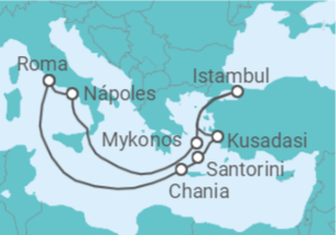 Itinerário do Cruzeiro Grécia, Turquia, Itália TI - Celebrity Cruises
