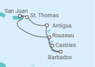 Itinerário do Cruzeiro Barbados, Santa Lúcia, Antígua E Barbuda, Ilhas Virgens Americanas TI - Celebrity Cruises
