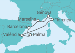 Itinerário do Cruzeiro França, Itália, Espanha - MSC Cruzeiros