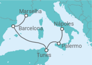Itinerário do Cruzeiro Espanha, Tunísia, Itália - MSC Cruzeiros