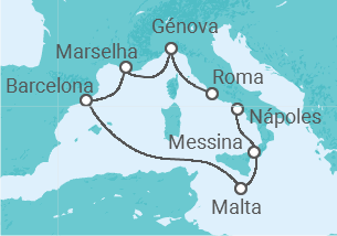 Itinerário do Cruzeiro Itália, Malta, Espanha, França TI - MSC Cruzeiros