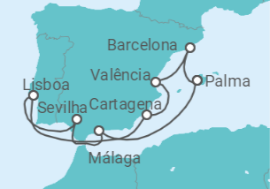 Itinerário do Cruzeiro Espanha, Portugal TI - AIDA