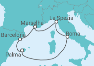 Itinerário do Cruzeiro Itália, França, Espanha TI - AIDA