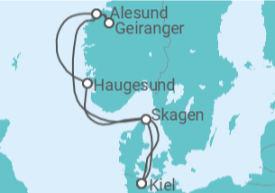 Itinerário do Cruzeiro Noruega TI - AIDA