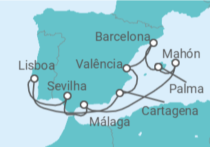 Itinerário do Cruzeiro Espanha, Portugal TI - AIDA