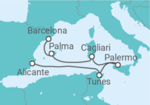 Itinerário do Cruzeiro Passos do Mediterrâneo TI - Corazul Cruceros