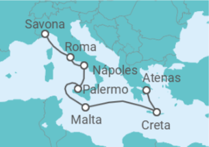 Itinerário do Cruzeiro Itália, Malta, Grécia - Costa Cruzeiros