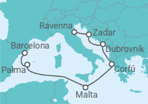 Itinerário do Cruzeiro Croácia, Grécia, Malta, Espanha - Royal Caribbean