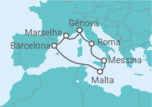 Itinerário do Cruzeiro Itália, Malta, Espanha, França TI - com voo - MSC Cruzeiros