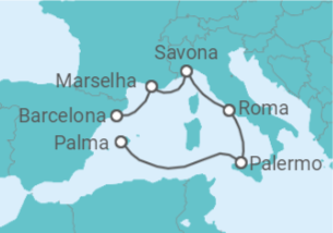 Itinerário do Cruzeiro Itália, França TI - Costa Cruzeiros