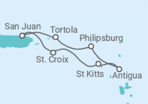 Itinerário do Cruzeiro Ilhas Virgens Britânicas, Sint Maarten, Antígua E Barbuda, São Cristóvão E Neves, República Domin... - Royal Caribbean
